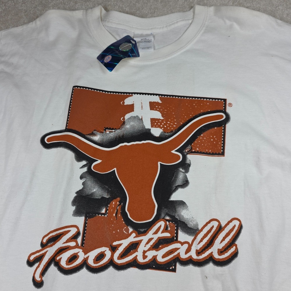 Gildan T-Shirt Mens XL White Short‎ Sleeve Texas Longhorns Football Graphic NWT